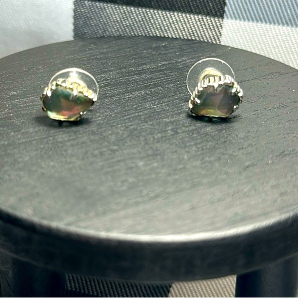 Kendra Scott earrings studs Tessa black silver gray illusion drop